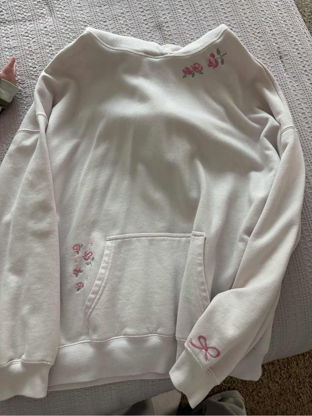 Hollister light pink embroidered hoodie